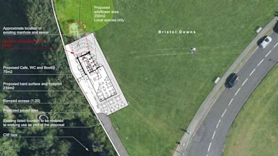 A proposed site plan for the Sea Walls cafe on the Downs