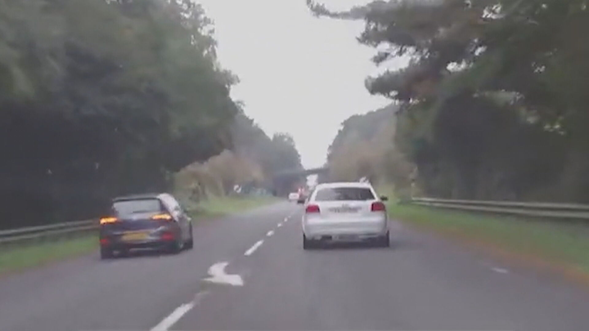 Moment dangerous driver leads police on 100mph chase on wrong side of ...