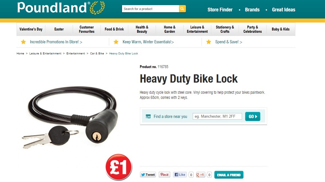 poundland bike lock