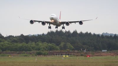 An airbus plane comes in to land