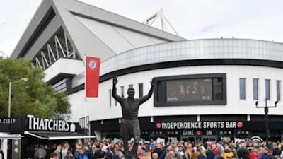 Fans gather outside Ashton Gate stadium