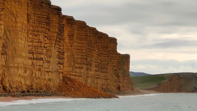 A section of a cliff in West Bay, Dorset, collapsed onto the beach in the early hours of November 9