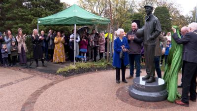 The unveiling at Hirst Park in Ashington.