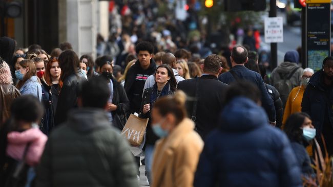 Shoppers on Regents Street, London, as England takes another step back towards normality with the further easing of lockdown restrictions. Picture date: Monday April 12, 2021.

