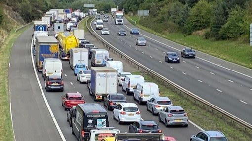 Serious collision and vehicle fire on M1 causes six mile