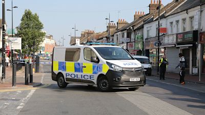 Police at the scene of the brawl