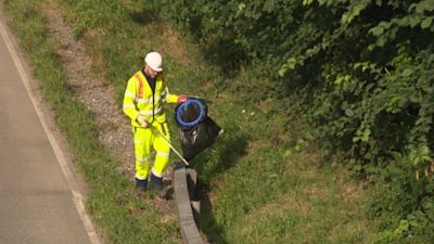 Motorway litter pickers