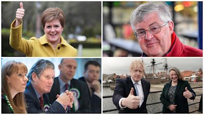 Nicola Sturgeon, Mark Drakeford, Anglea Rayner and Sir Keir Starmer, Boris Johnson and Jill Mortimer.