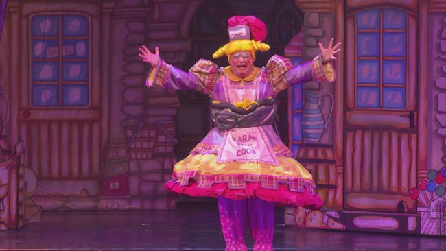 Jolyon Dixon plays Sarah the Cook in the panto.