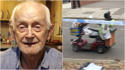 The 87-year-old man stabbed to death in his mobility scooter has been named by police as Thomas O’Halloran.

