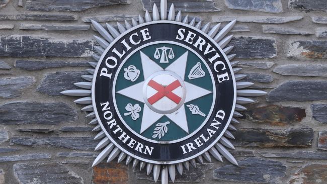A stock picture of a Police Service of Northern Ireland (PSNI) logo badge in Derry City in Northern Ireland.