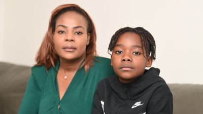 Lorentinah Kaseke, from Cambridge, and her 10-year-old son, Joel Kaseke,