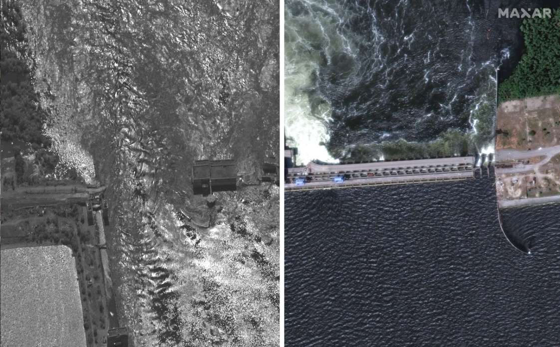 Before and after: Aerial images show extent of huge Ukraine dam explosion