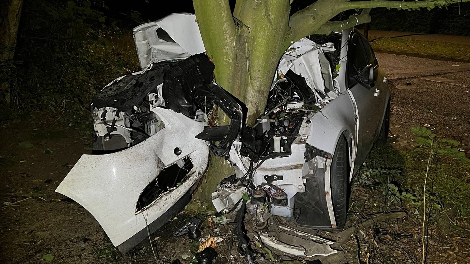 North Yorkshire Police Gobsmacked After Car Left Wrapped Around Tree