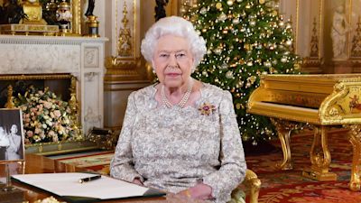 Queen Elizabeth II after she recorded her annual Christmas Day message, in the White Drawing Room of Buckingham Palace in central London in 2018.