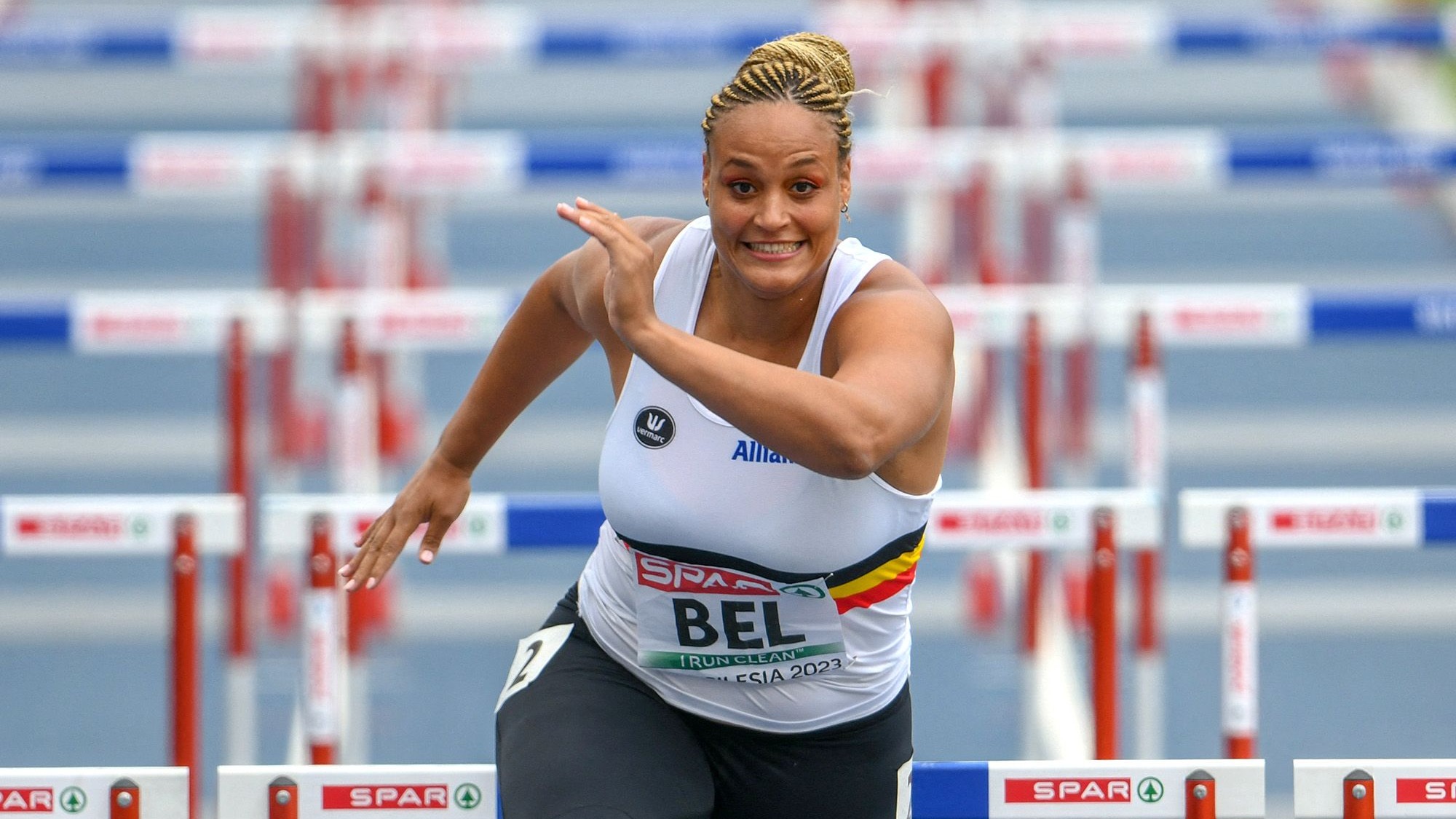 Belgian shot putter Jolien Boumkwo jumps in last minute to run 100m