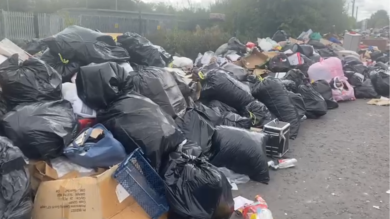 Rubbish dumped outside recycling centre as strike at Northern Ireland