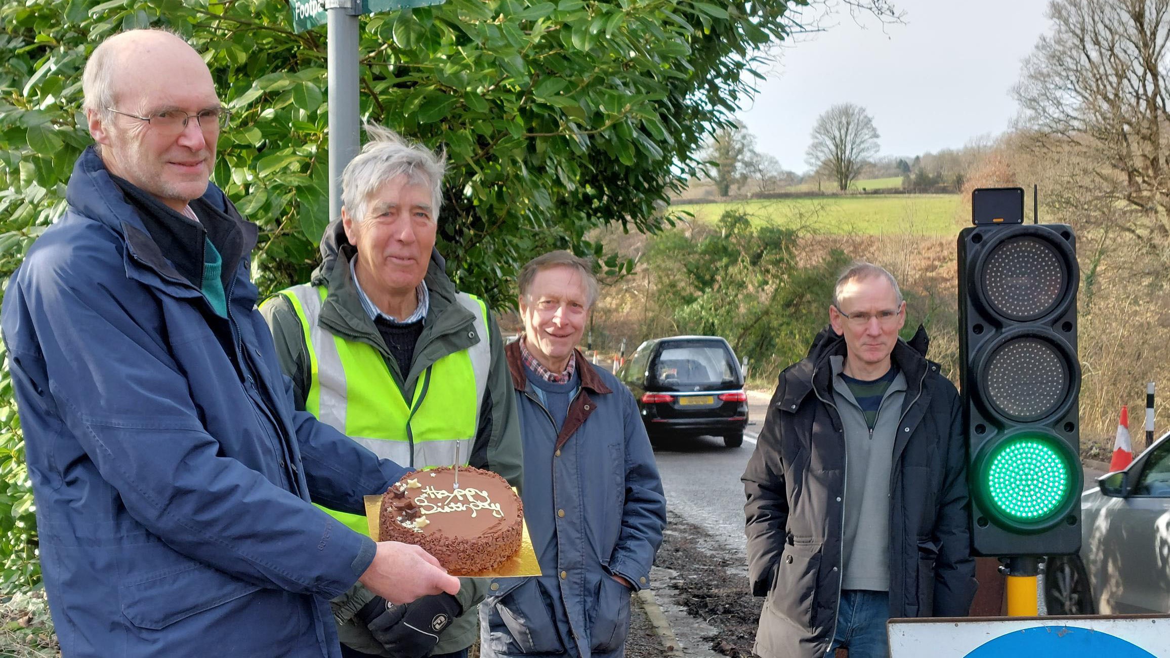 Gloucestershire villagers mark anniversary of temporary traffic lights