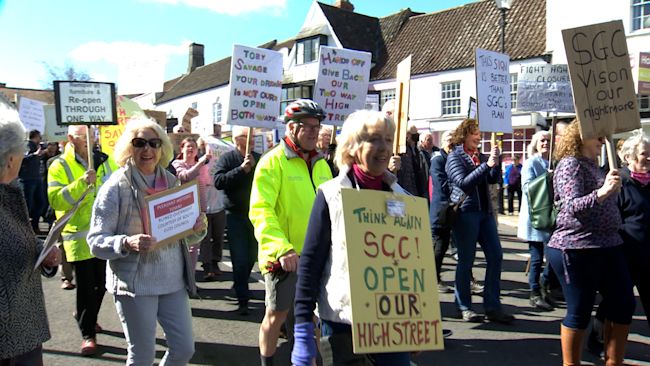 Hundreds march through Thornbury in protest over council's traffic plans