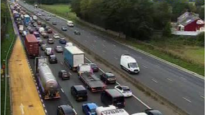 Hour Long Delay And Seven Miles Of Traffic On M62 Near Warrington