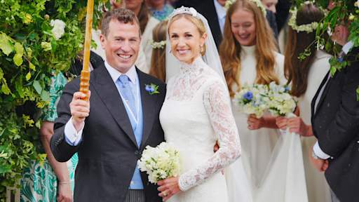 Royal family brave the rain for Cotswolds wedding of Peter Phillips