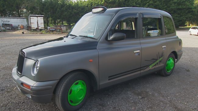 The first of many electric classic London taxis which former chart topping record producer Phil Wainman want to sell worldwide.