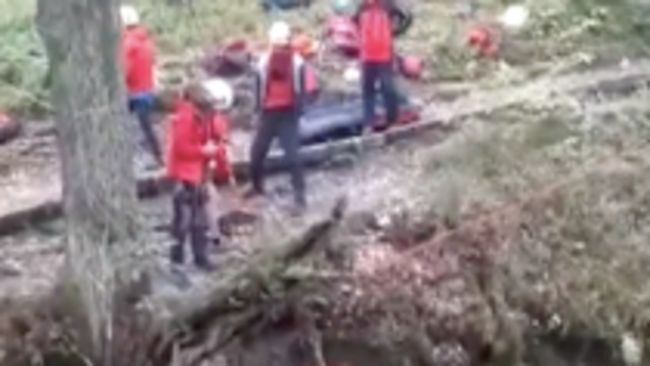 Members of Patterdale Mountain Rescue Team rescuing a man in the Lake District. From Patterdale MRT, 14/10/2021