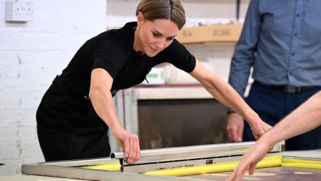 Credit: PA
Kate, Princess of Wales, on a visit to Sudbury Silk Mills Suffolk