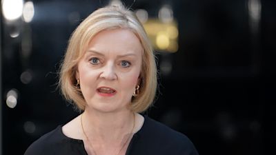 Liz Truss speaking outside Downing Street.