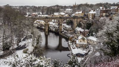 Snowy conditions surround the Knaresborough Viaduct. Picture date: Friday March 10, 2023. PA