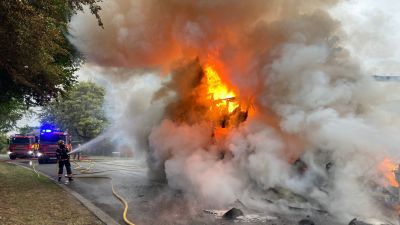 Dramatic photos show firefighters battling the blaze on the school bus.

Credit: Cambridgeshire Fire and Rescue Service