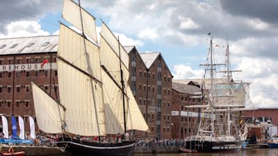 Tall ships in Gloucester docks as part of the 2019 Tall Ships Festival