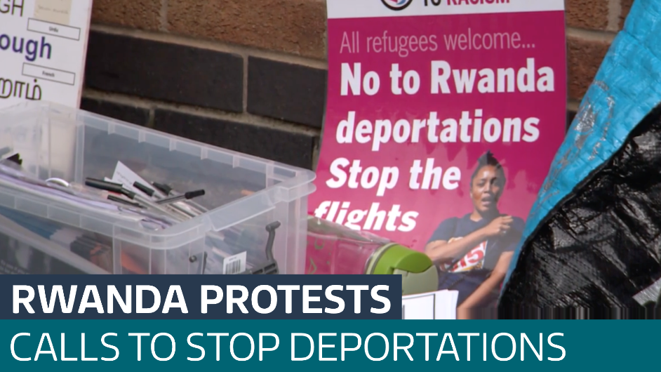 Human rights groups protest against plan to detain asylum seekers ahead of Rwanda deportations - Latest From ITV News