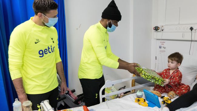 Tottenham Hotspurs players visited children on Dolphin Ward at Princess Alexandra Hospital, Harlow, with Christmas presents.