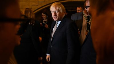Prime Minister Boris Johnson alongside the newly elected Conservative MPs at the Houses of Parliament in Westminster, London, after the party gained an 80-seat majority in the General Election. Leon Neal/PA . 16-Dec-2019
