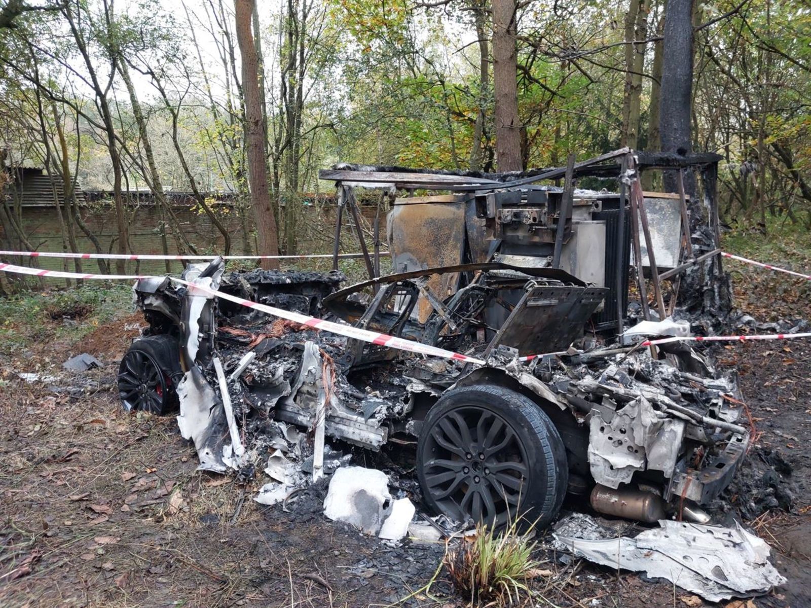 Investigation underway as car found on fire after hitting Hampshire