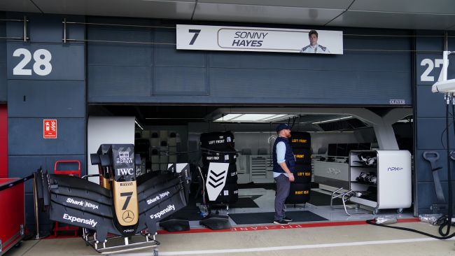 Pitt stop: film crews have created a Formula One garage at Silverstone 