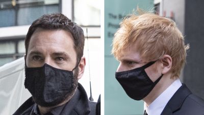 Ed Sheeran and John McDaid of Snow Patrol at Shape of You copyright trial.
PA