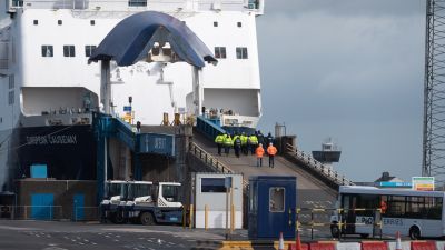A P&O ferry halted in Larne.
PACEMAKER