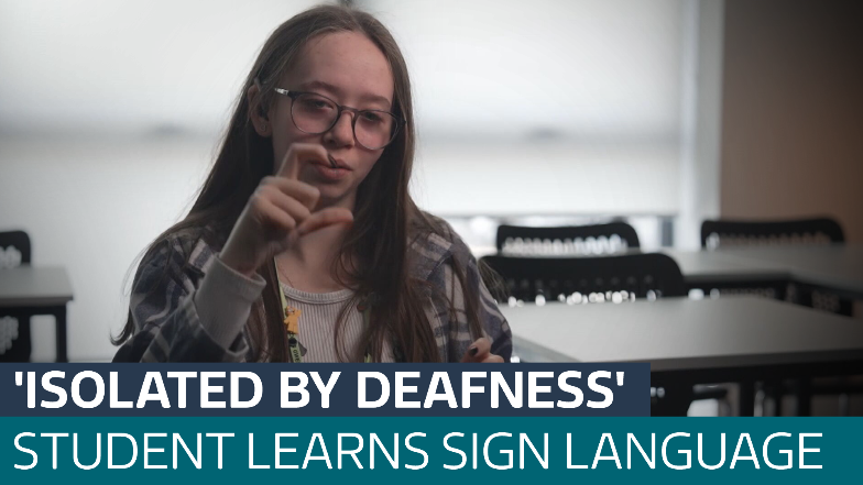 Deaf student learns sign language at collage after struggling to communicate