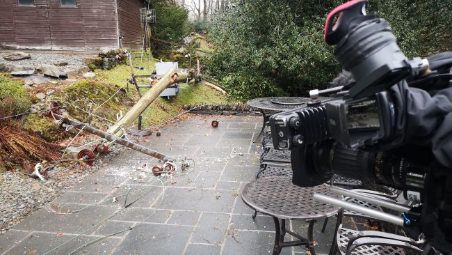 3/12/21. A transformer brought down by Storm Arwen in Ambleside, Cumbria. ITV