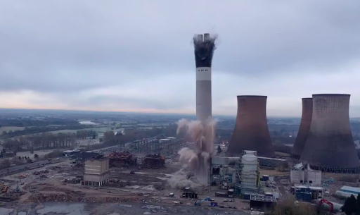 Rugeley Power Station Chimney Demolished Central Itv News