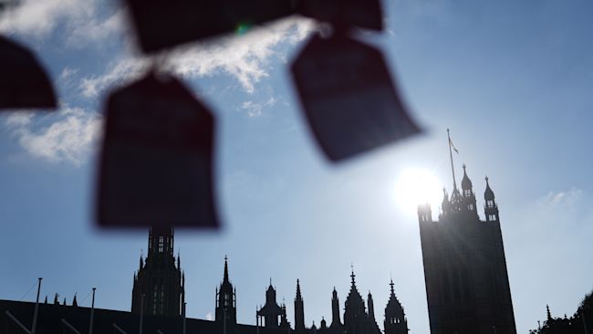 A 'dying wish', tied to a tree near the Houses of Parliament by a group of terminally ill people and bereaved relatives, in support of the Terminally Ill Adults (End of Life) Bill, in Parliament Square, central London. Picture date: Thursday November 14, 2024.
Credit: PA