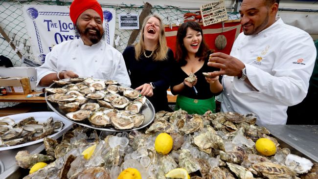 Tony Singh, Felicity Cloake, Julie Lin and Michael Caines at Stranraer Oyster Festival on Saturday 16 September. Photographer Colin Hattersley.  
