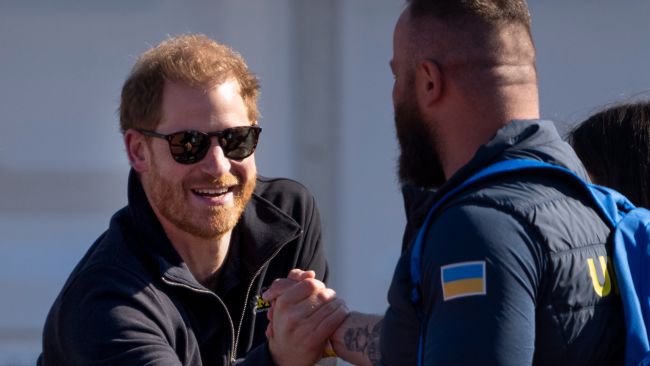 Prince Harry talks to a member of Team Ukraine at the Invictus Games.