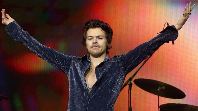 Harry Styles performs on stage during day one of Capital's Jingle Bell Ball with Seat at London's O2 Arena.
