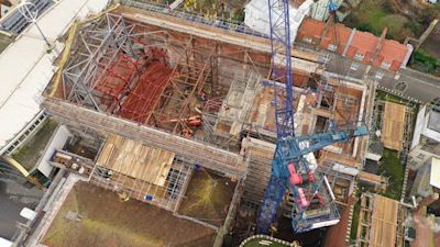 A bird's eye view of the work being carried out on the Bristol Beacon