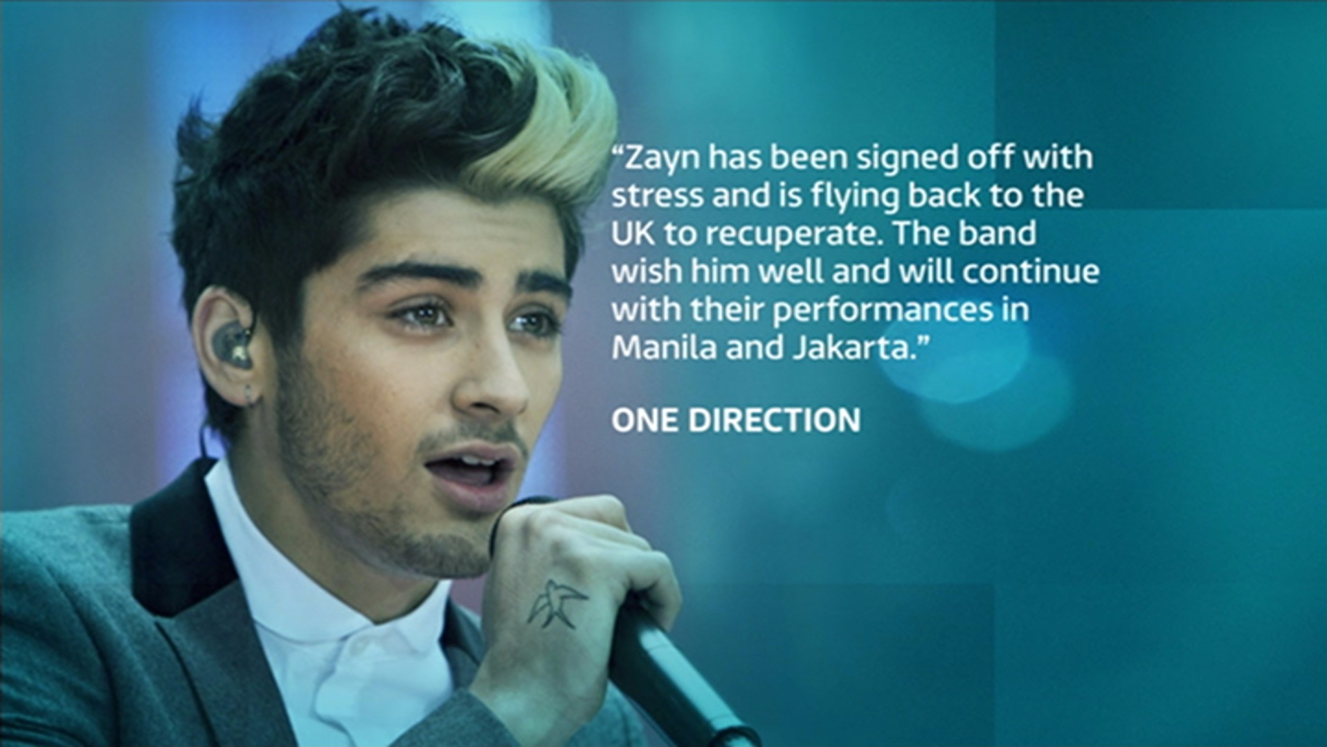 One Directions Zayn Quits Tour Due To Stress Itv News 9893