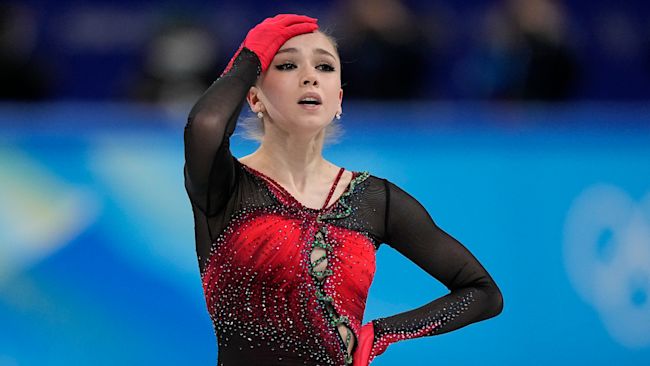 Kamila Valieva competing at the 2022 Winter Olympics.