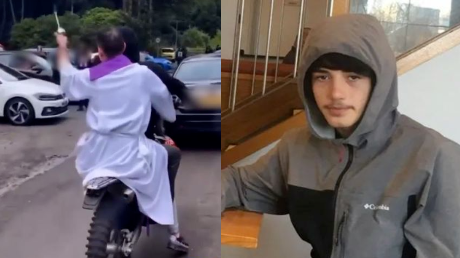 Priest at Saul Cookson funeral rides motorbike driven by masked